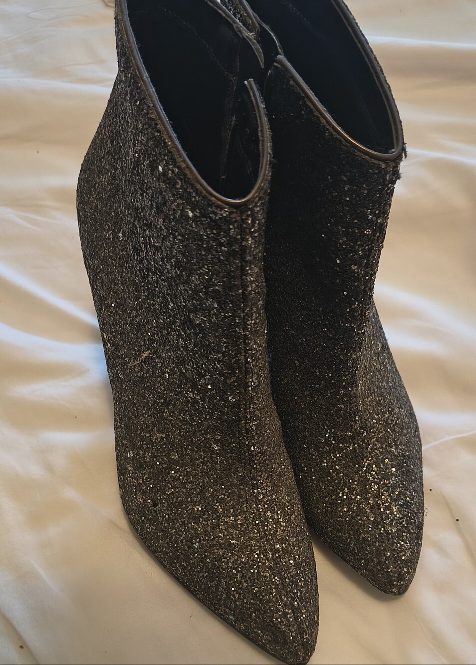 Women's Sparkle Pointed Toe Ankle Boots - Black